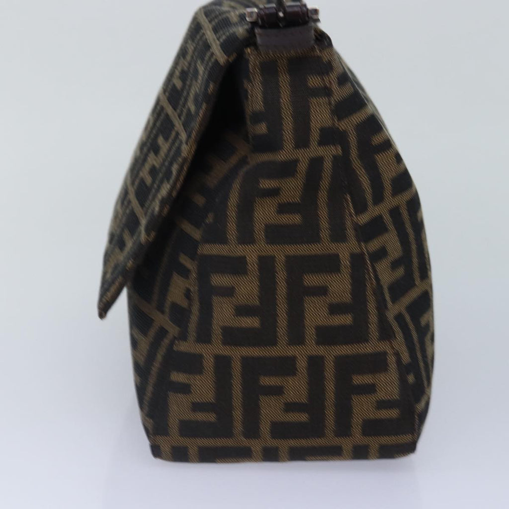 FENDI Zucca Canvas Mamma Baguette Shoulder Bag Brown Black Silver ar12486