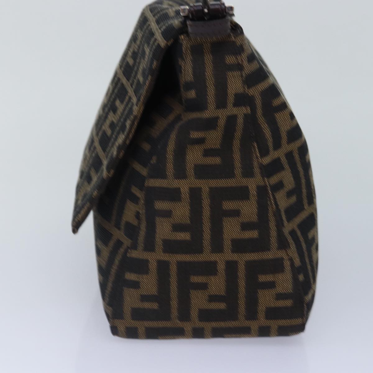 FENDI Zucca Canvas Mamma Baguette Shoulder Bag Brown Black Silver ar12486