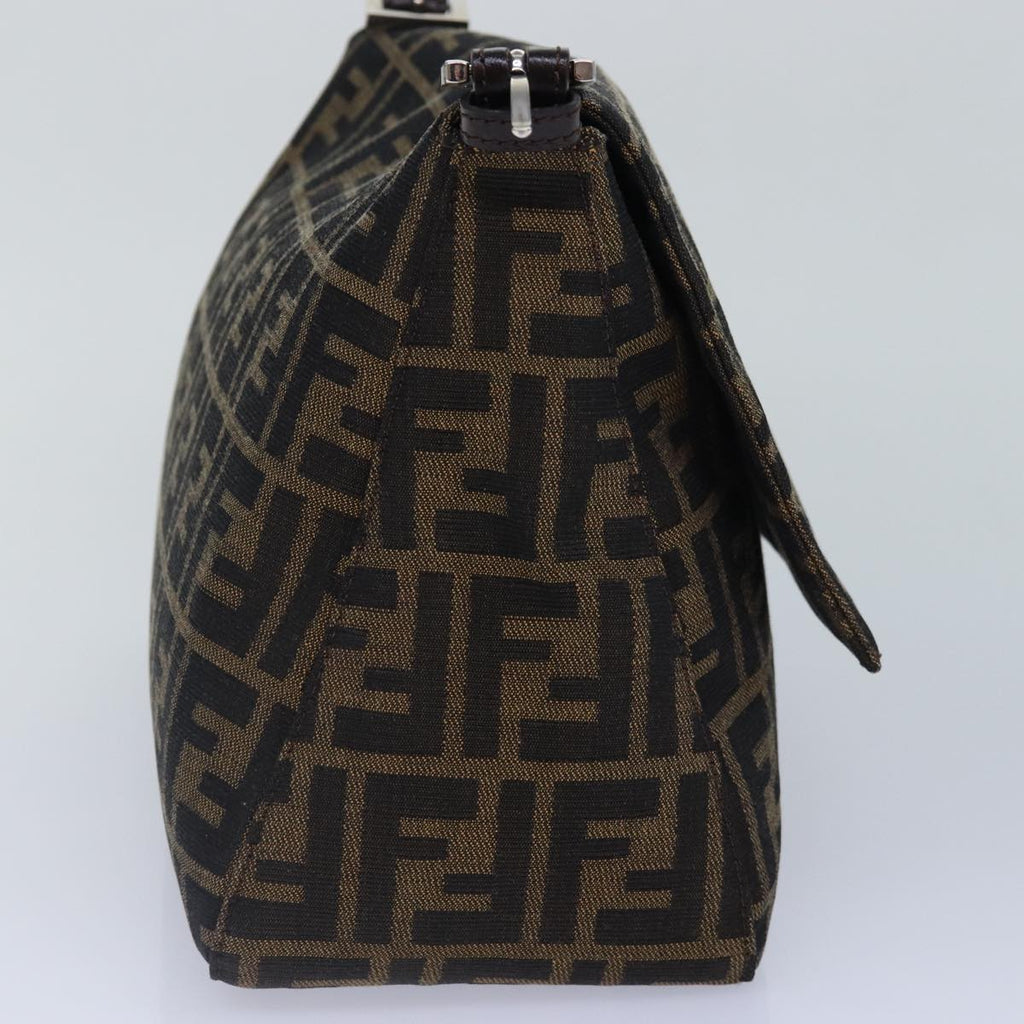 FENDI Zucca Canvas Mamma Baguette Shoulder Bag Brown Black Silver ar12486