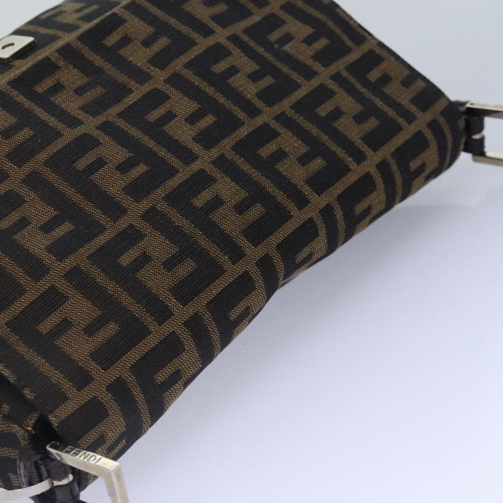 FENDI Zucca Canvas Mamma Baguette Shoulder Bag Brown Black Silver ar12486