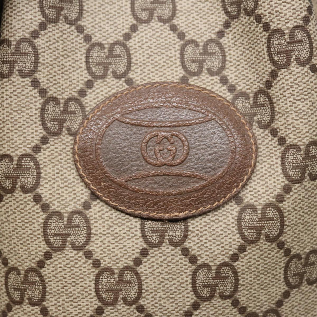 GUCCI GG Supreme Purse Hand Bag PVC Leather Beige Gold 97 19 303 ar12496