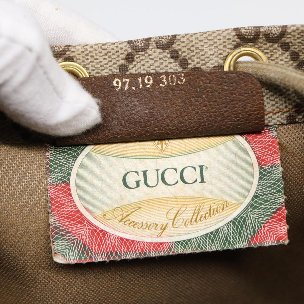 GUCCI GG Supreme Purse Hand Bag PVC Leather Beige Gold 97 19 303 ar12496