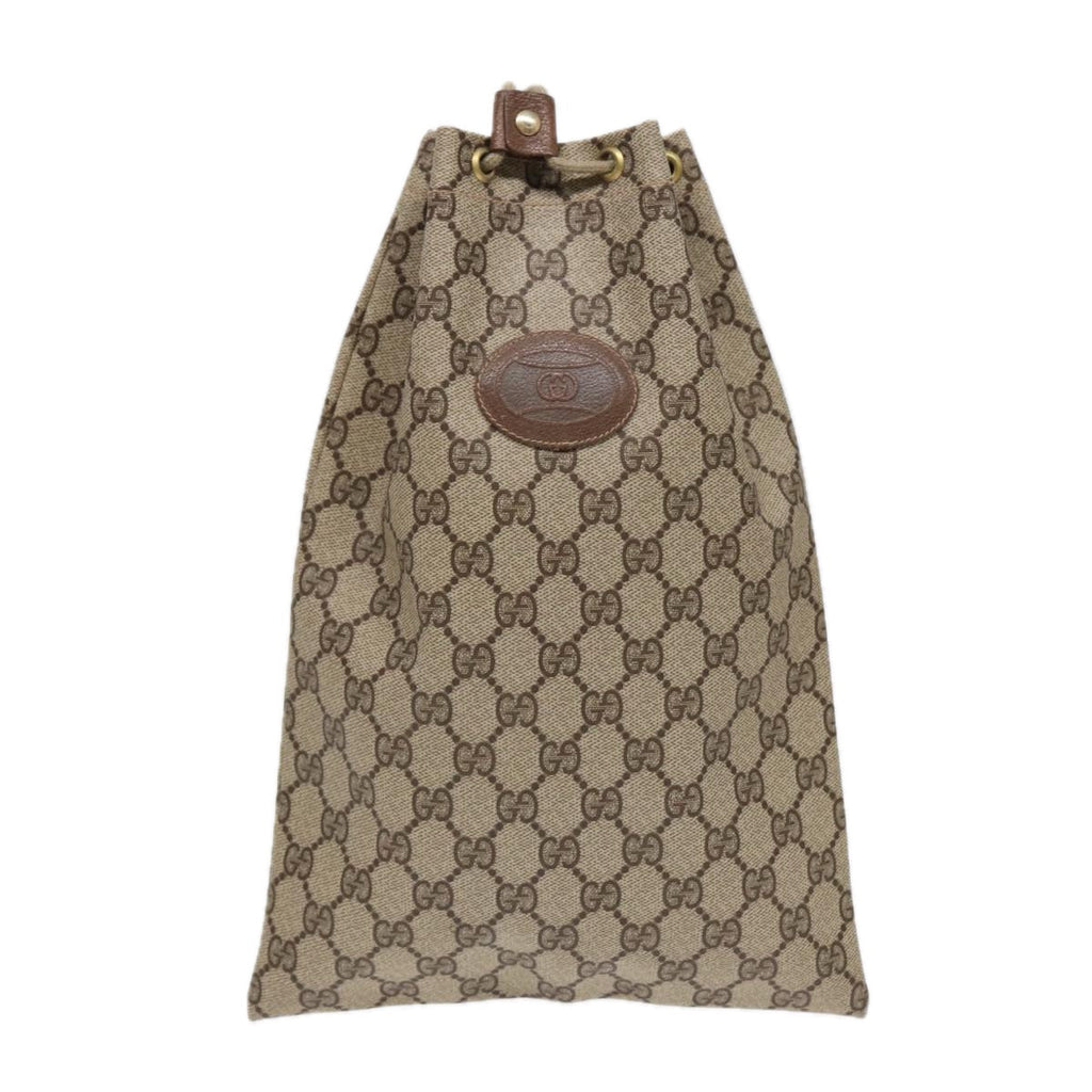 GUCCI GG Supreme Purse Hand Bag PVC Leather Beige Gold 97 19 303 ar12496