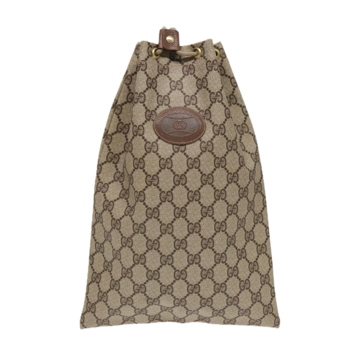 GUCCI GG Supreme Purse Hand Bag PVC Leather Beige Gold 97 19 303 ar12496