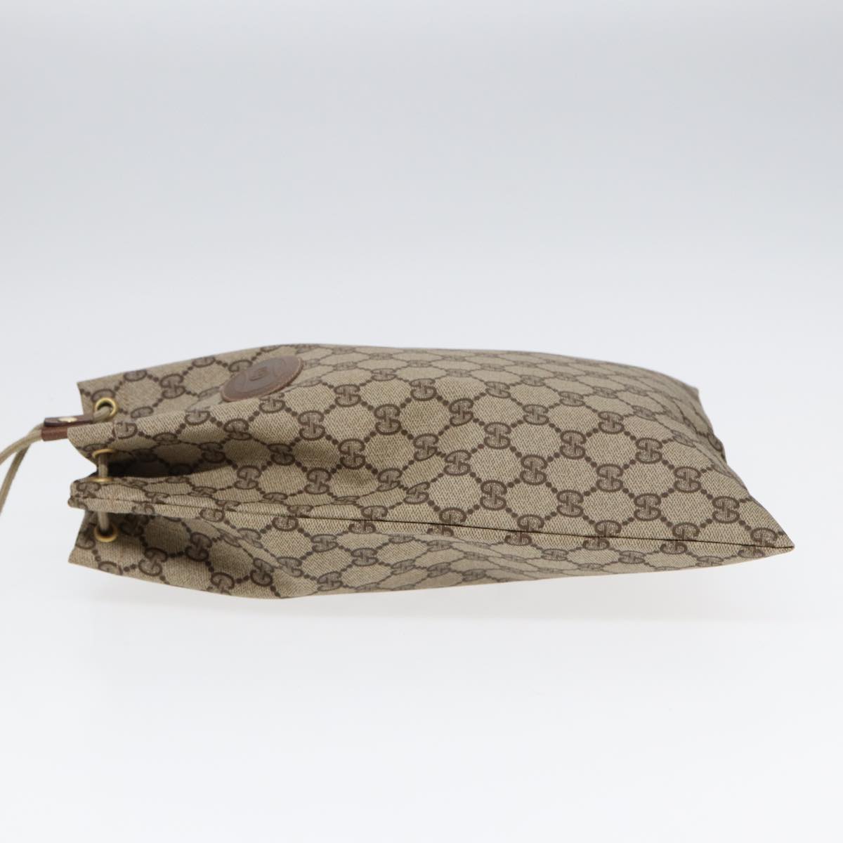 GUCCI GG Supreme Purse Hand Bag PVC Leather Beige Gold 97 19 303 ar12496