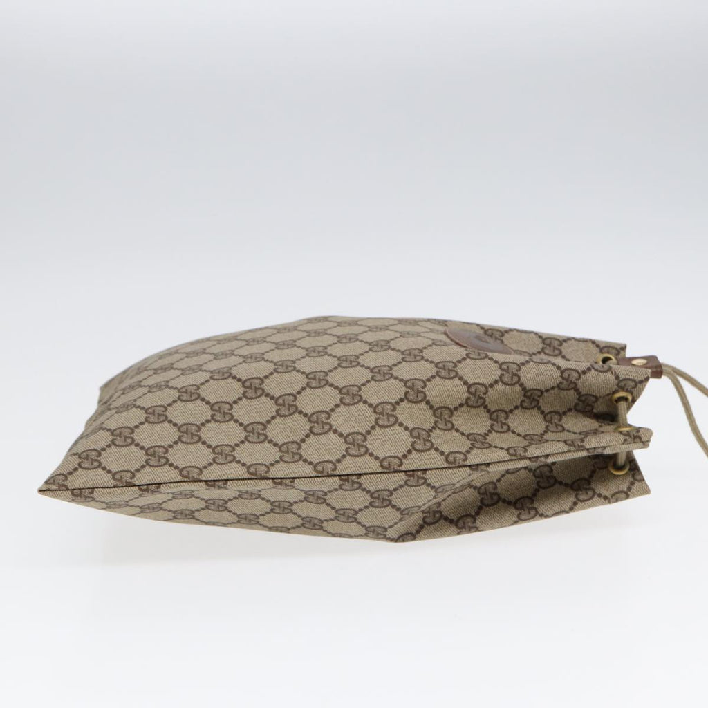 GUCCI GG Supreme Purse Hand Bag PVC Leather Beige Gold 97 19 303 ar12496