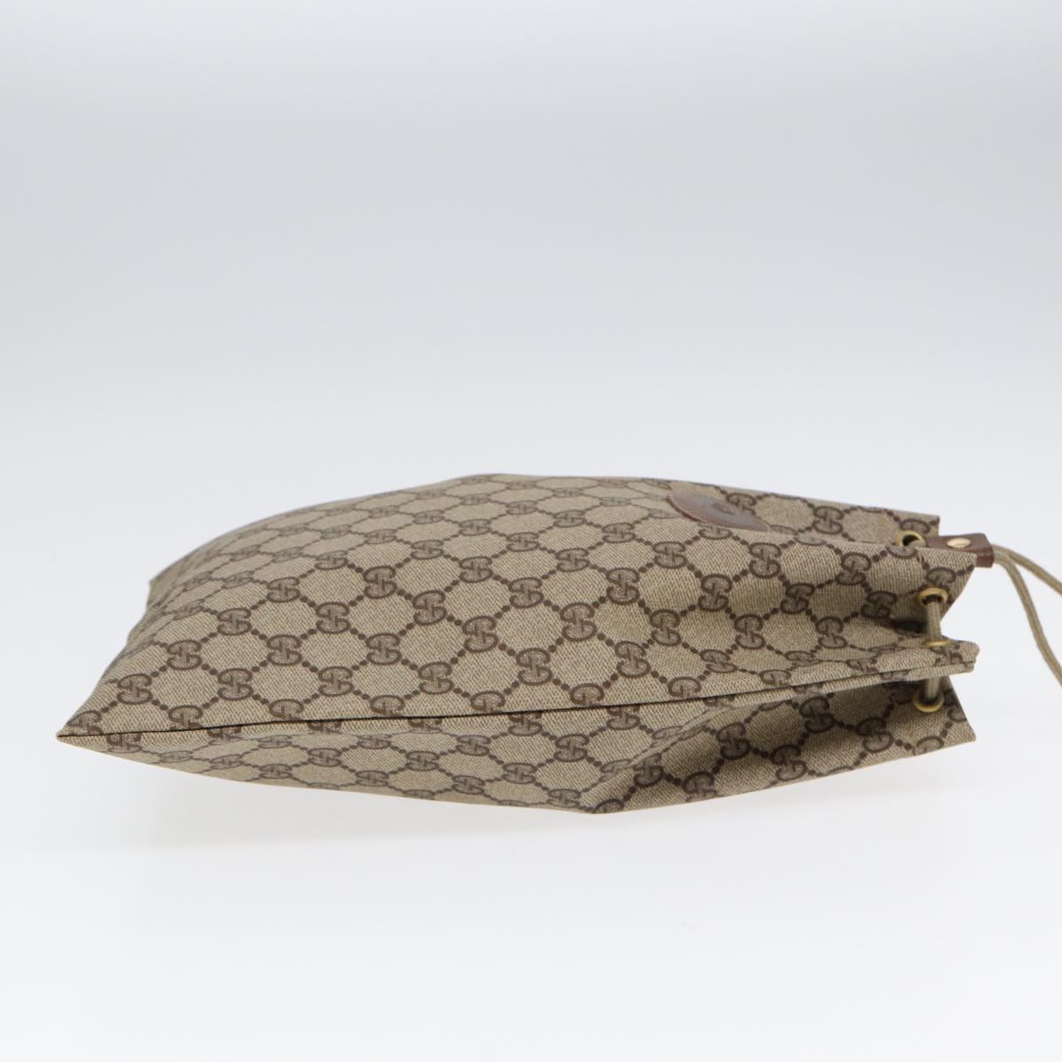 GUCCI GG Supreme Purse Hand Bag PVC Leather Beige Gold 97 19 303 ar12496