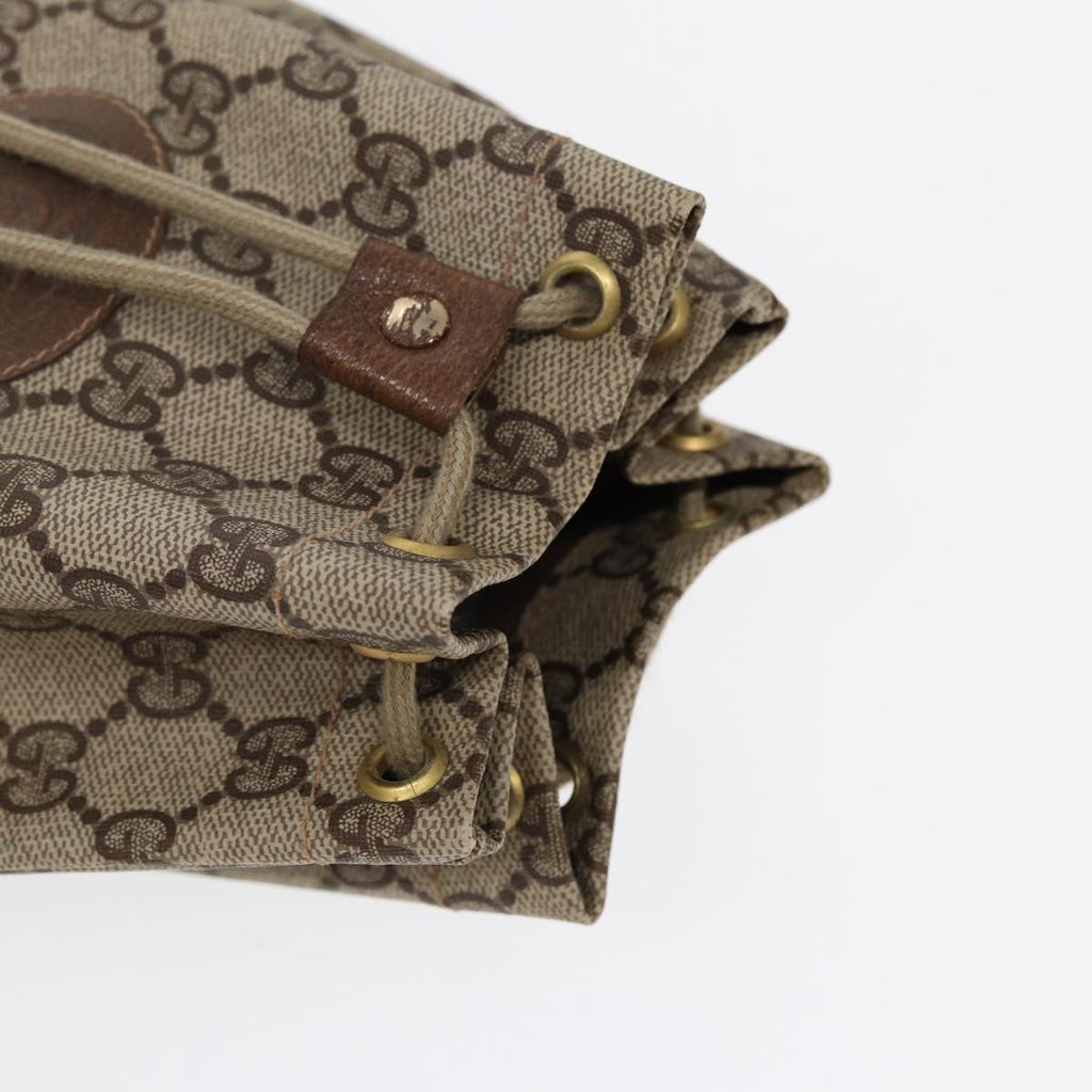 GUCCI GG Supreme Purse Hand Bag PVC Leather Beige Gold 97 19 303 ar12496