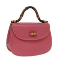 GUCCI Bamboo Hand Bag Leather Pink Gold 000 781 0244 ar12497A