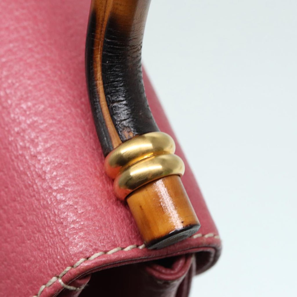 GUCCI Bamboo Hand Bag Leather Pink Gold 000 781 0244 ar12497A