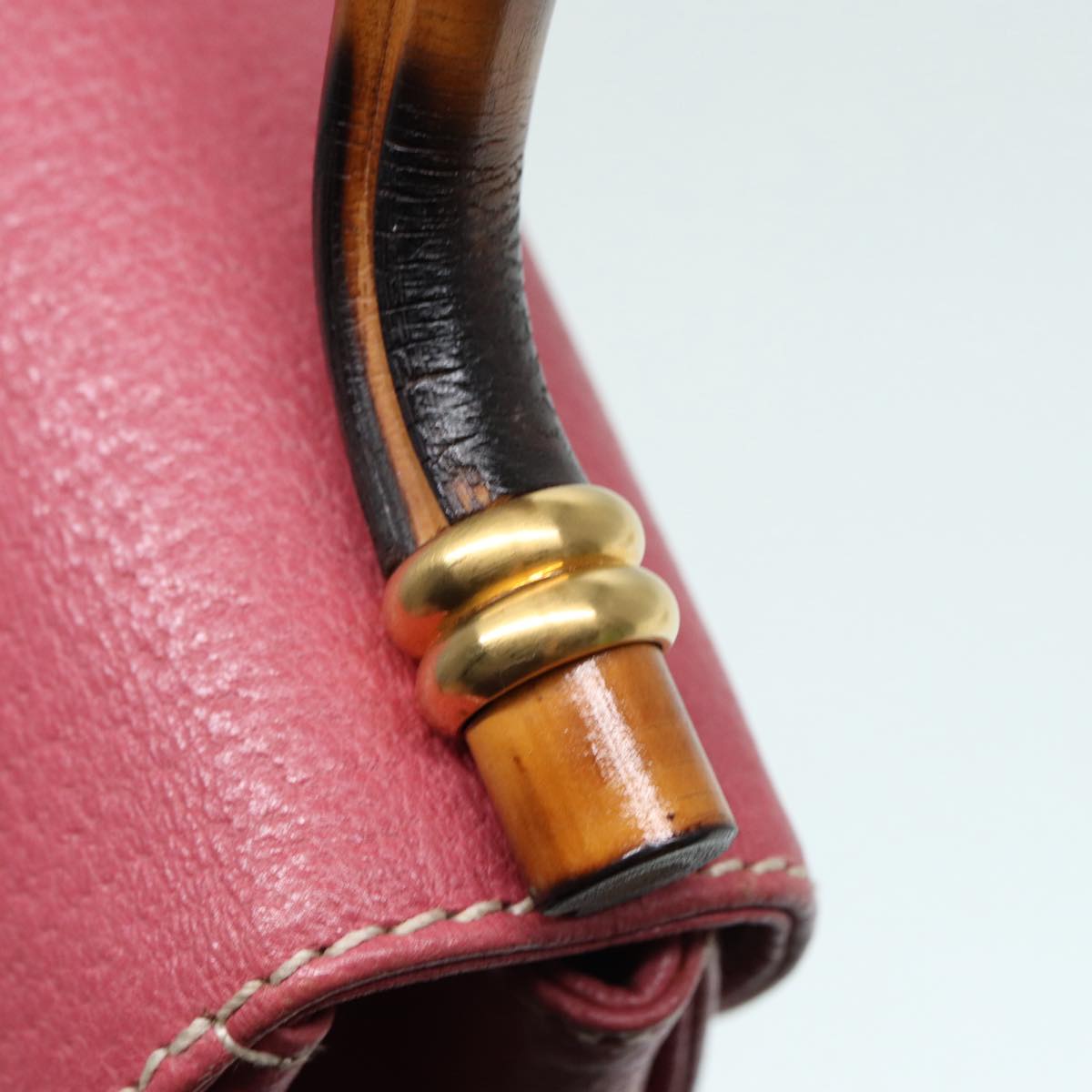 GUCCI Bamboo Hand Bag Leather Pink Gold 000 781 0244 ar12497A