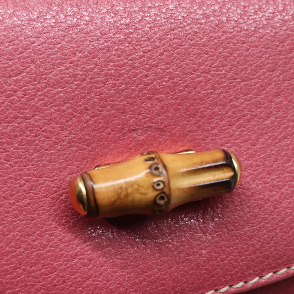 GUCCI Bamboo Hand Bag Leather Pink Gold 000 781 0244 ar12497A