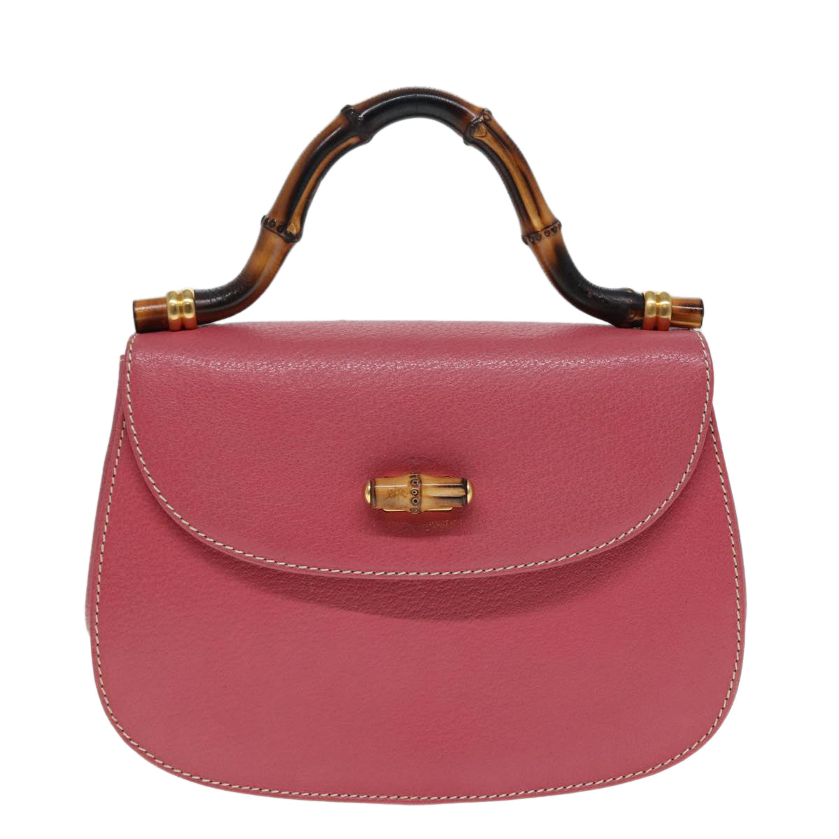 GUCCI Bamboo Hand Bag Leather Pink Gold 000 781 0244 ar12497A