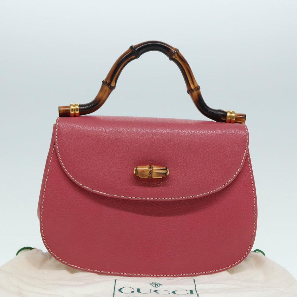 GUCCI Bamboo Hand Bag Leather Pink Gold 000 781 0244 ar12497A
