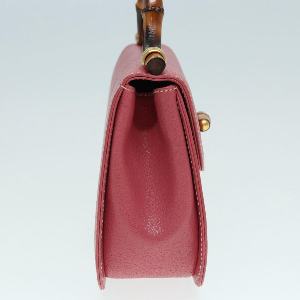 GUCCI Bamboo Hand Bag Leather Pink Gold 000 781 0244 ar12497A
