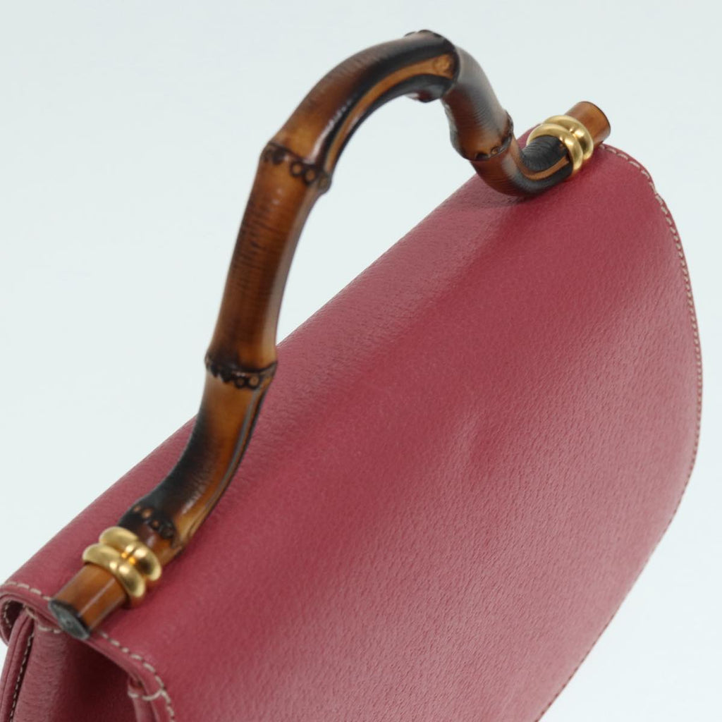 GUCCI Bamboo Hand Bag Leather Pink Gold 000 781 0244 ar12497A