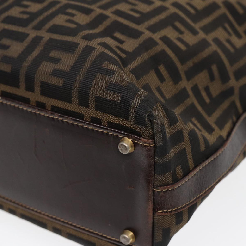 FENDI Zucca Canvas Hand Bag 2way Brown Black gold ar12498