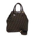 FENDI Zucca Canvas Hand Bag 2way Brown Black gold ar12498