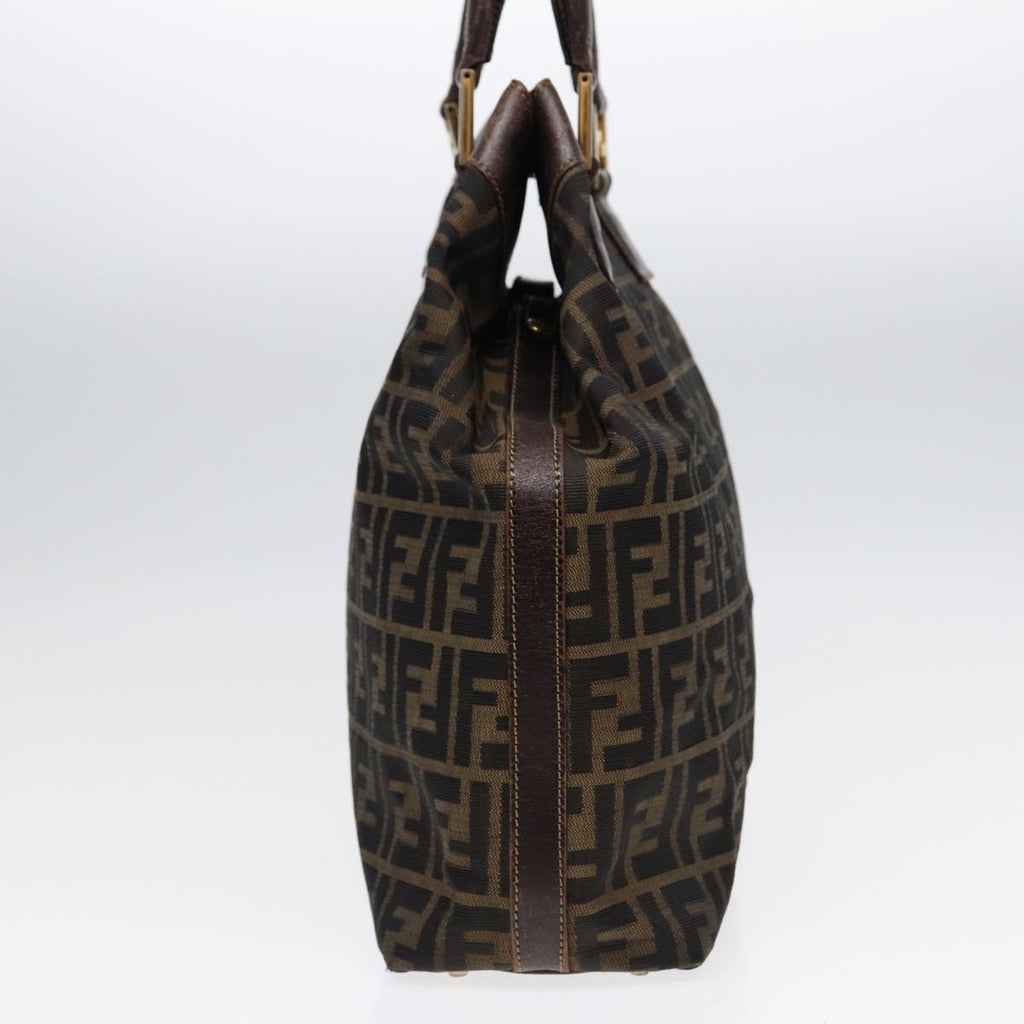 FENDI Zucca Canvas Hand Bag 2way Brown Black gold ar12498