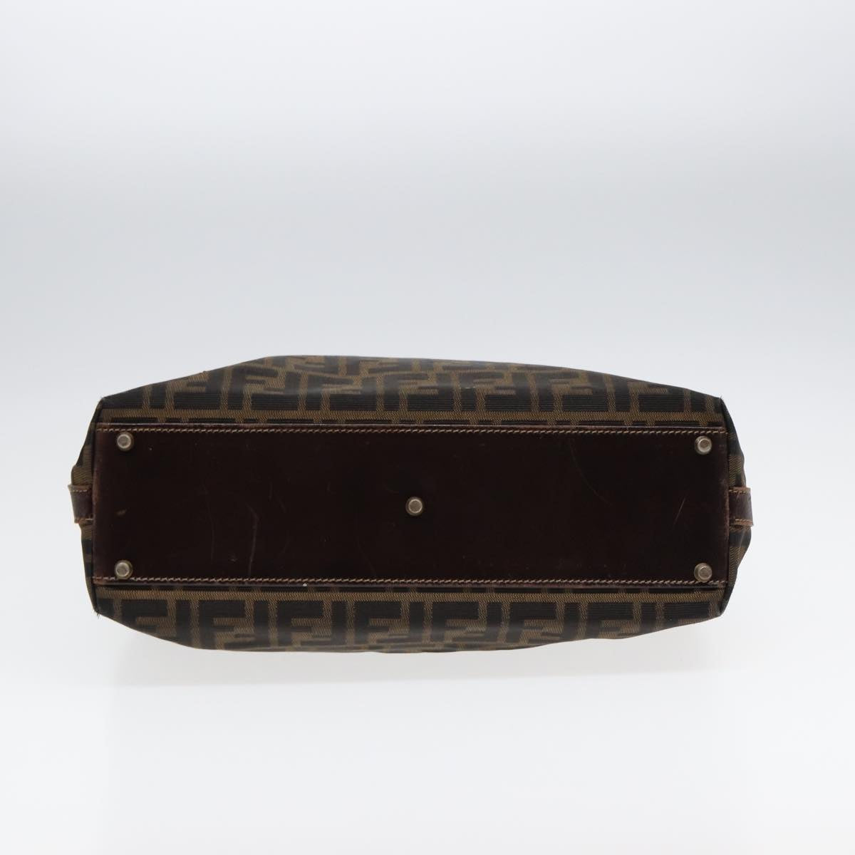 FENDI Zucca Canvas Hand Bag 2way Brown Black gold ar12498