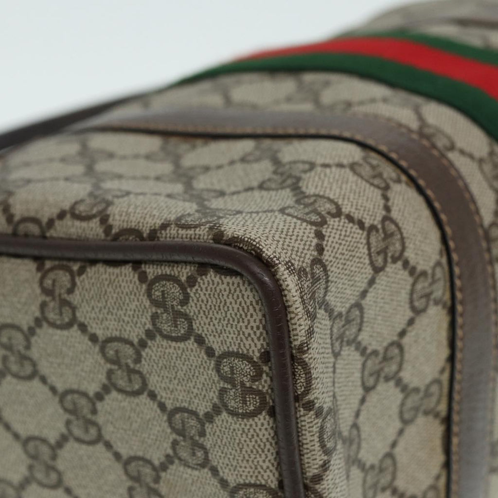 GUCCI GG Supreme Web Sherry Line Boston Bag PVC Beige 69 02 006 ar12526