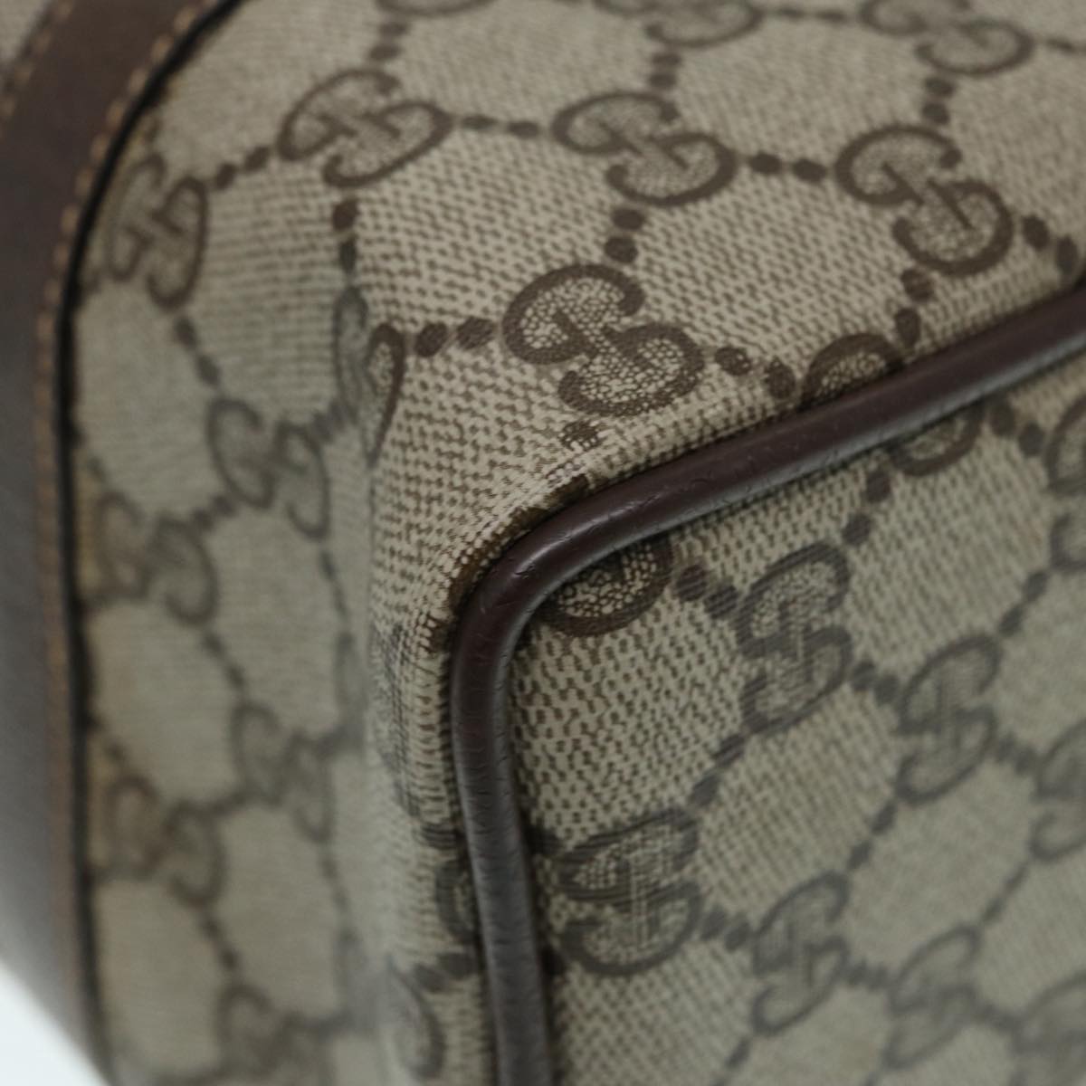 GUCCI GG Supreme Web Sherry Line Boston Bag PVC Beige 69 02 006 ar12526