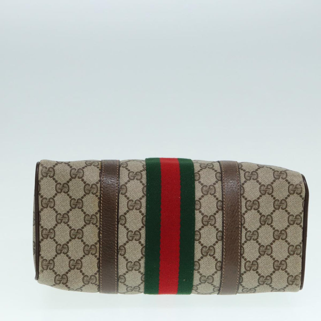 GUCCI GG Supreme Web Sherry Line Boston Bag PVC Beige 69 02 006 ar12526