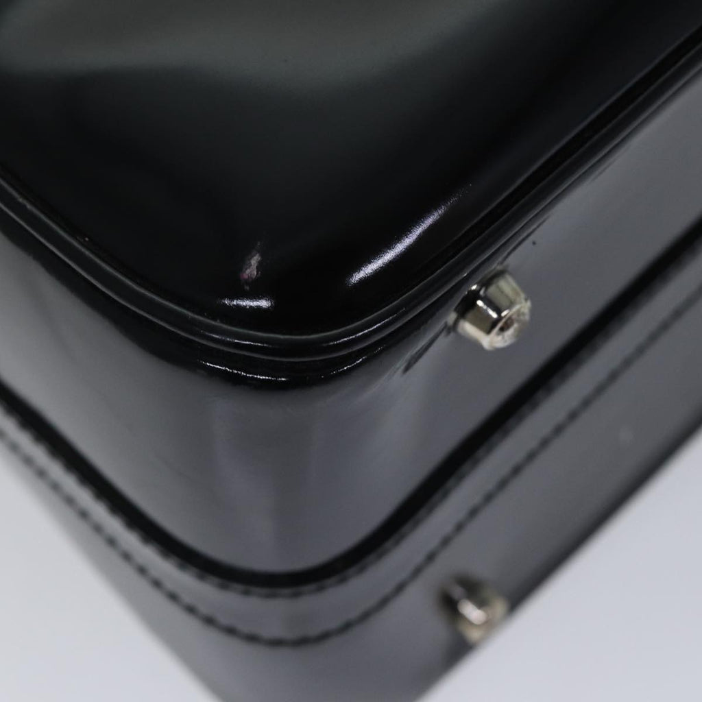 GUCCI Bamboo Vanity Hand Bag Patent 2way Black Silver 013 122 2491 ar12527