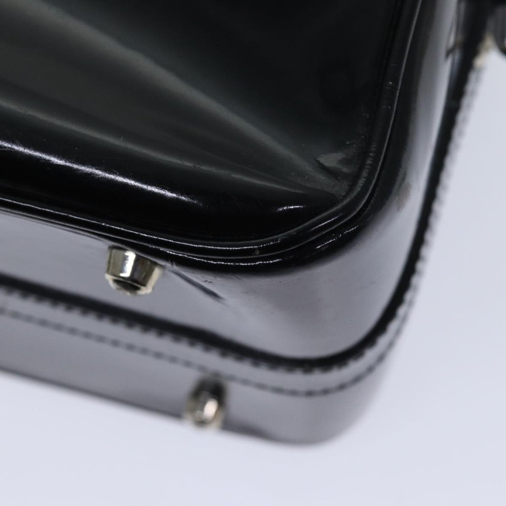 GUCCI Bamboo Vanity Hand Bag Patent 2way Black Silver 013 122 2491 ar12527