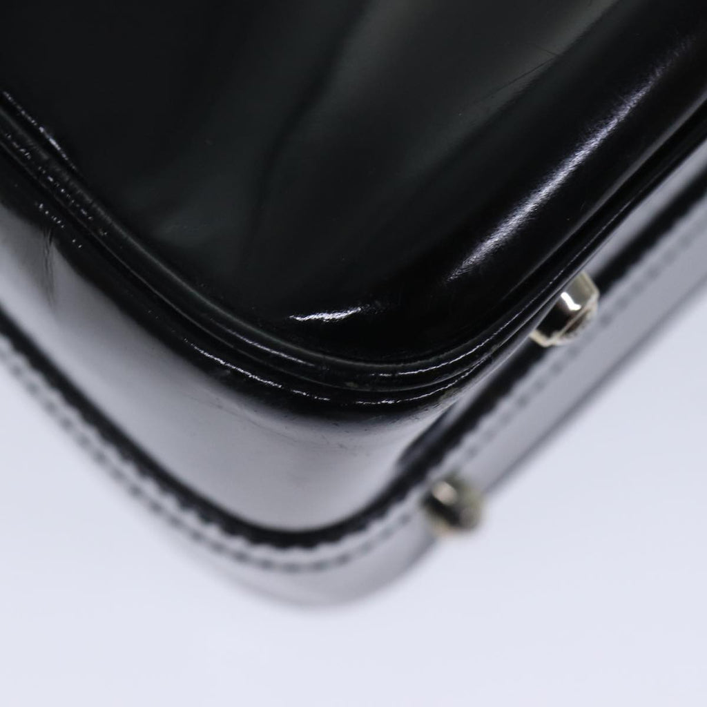 GUCCI Bamboo Vanity Hand Bag Patent 2way Black Silver 013 122 2491 ar12527