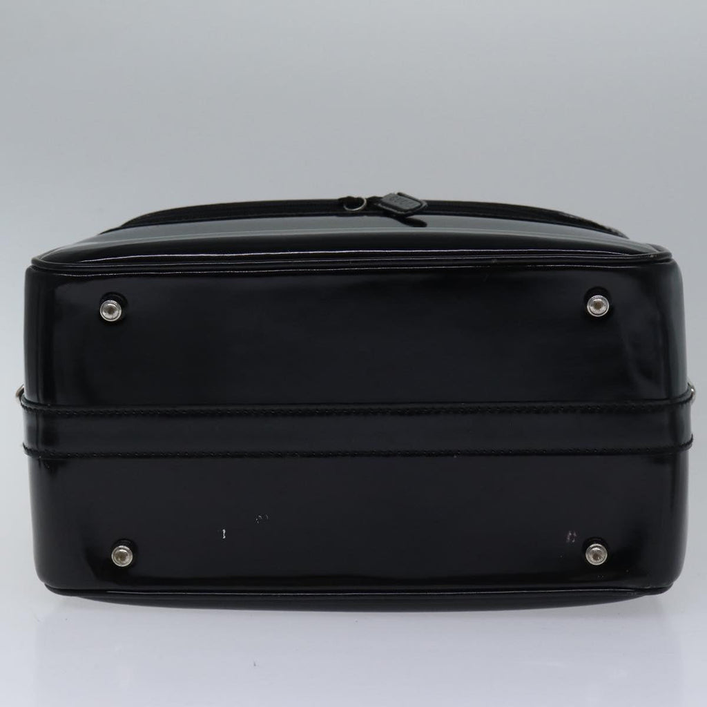 GUCCI Bamboo Vanity Hand Bag Patent 2way Black Silver 013 122 2491 ar12527