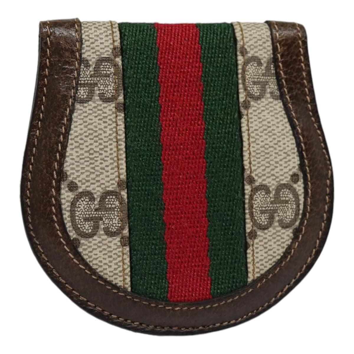GUCCI GG Supreme Web Sherry Line Coin Purse PVC Beige Red Green ar12530