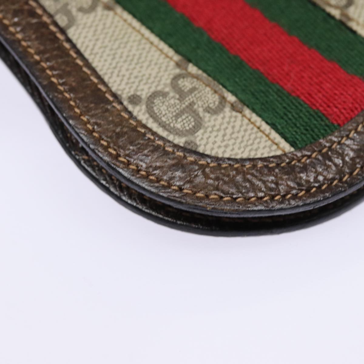 GUCCI GG Supreme Web Sherry Line Coin Purse PVC Beige Red Green ar12530