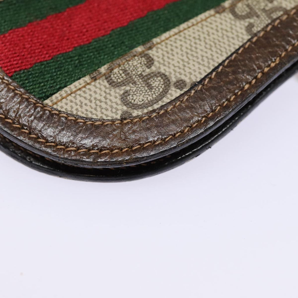 GUCCI GG Supreme Web Sherry Line Coin Purse PVC Beige Red Green ar12530