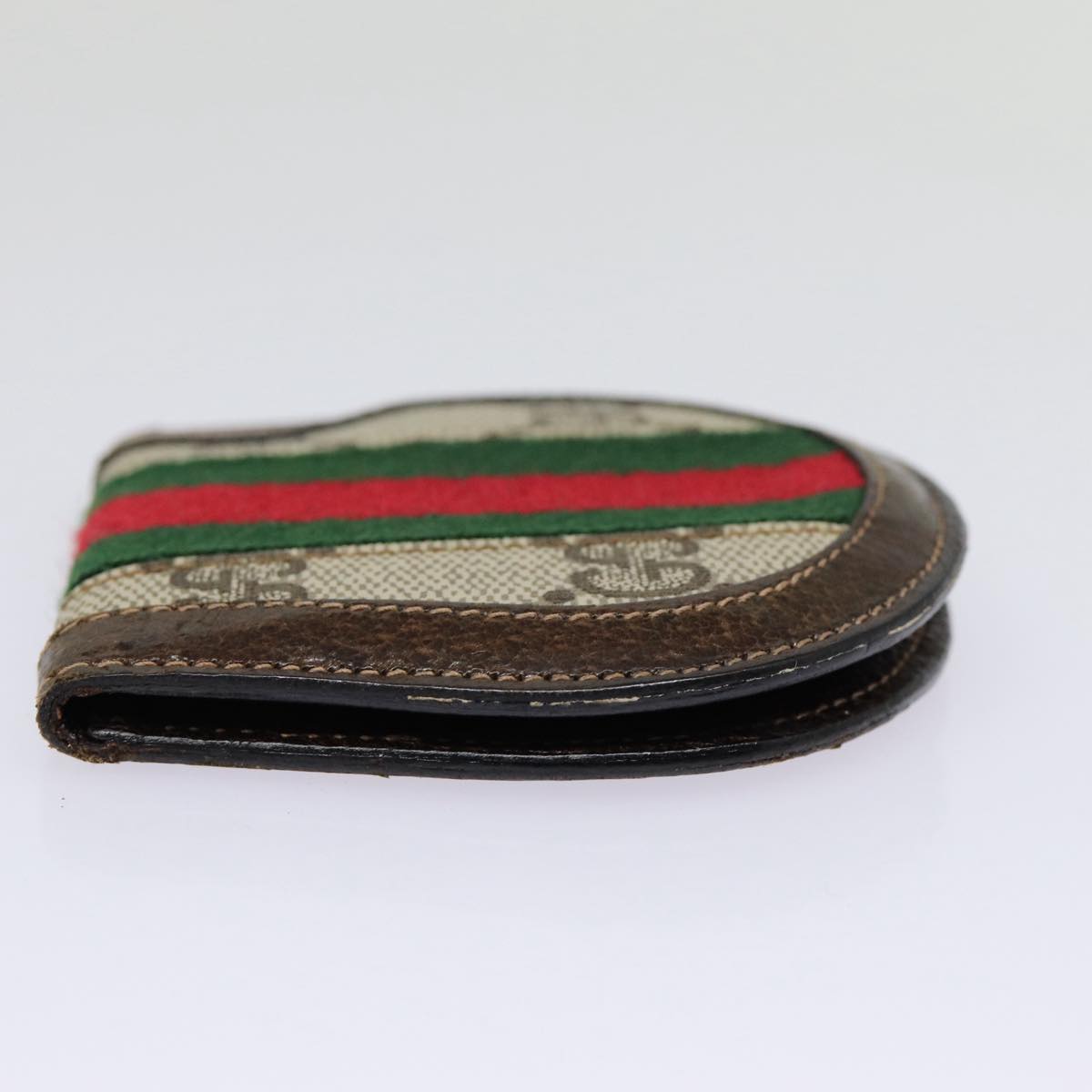 GUCCI GG Supreme Web Sherry Line Coin Purse PVC Beige Red Green ar12530