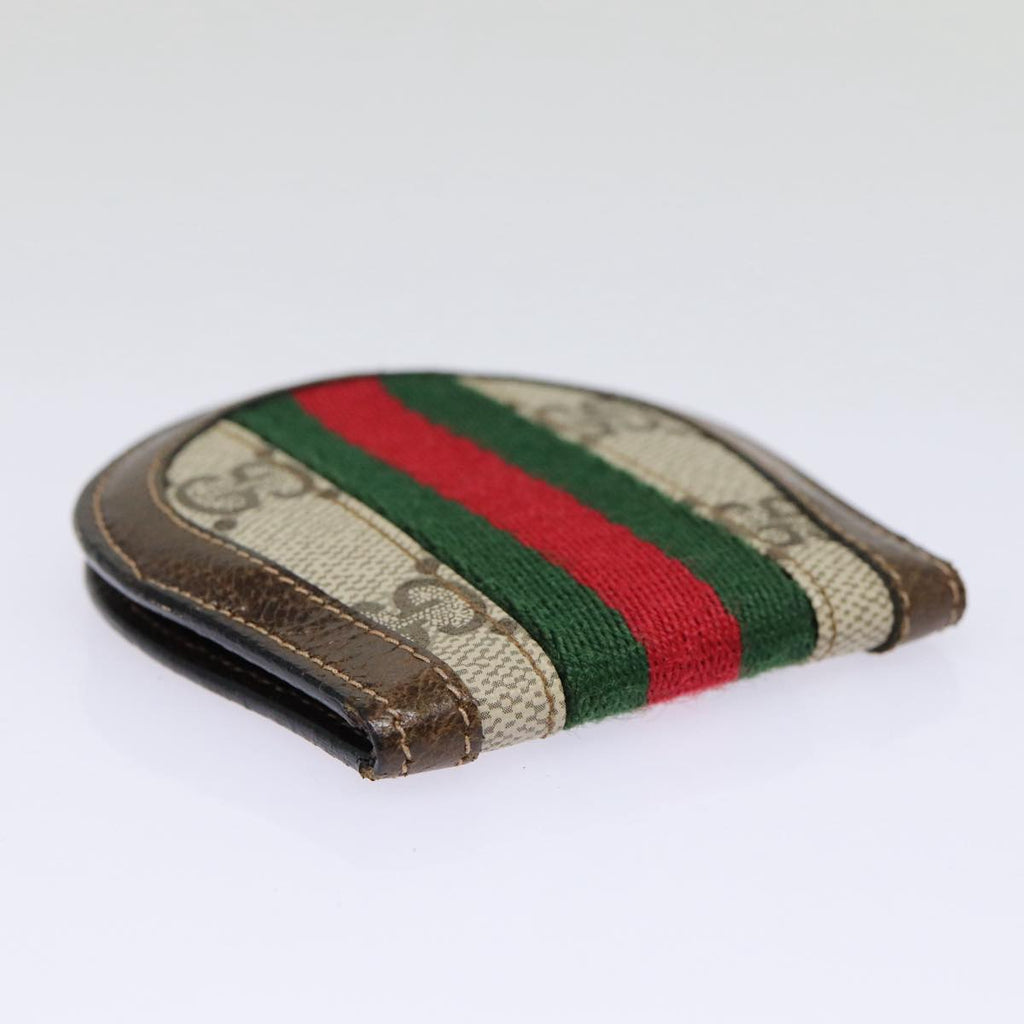 GUCCI GG Supreme Web Sherry Line Coin Purse PVC Beige Red Green ar12530