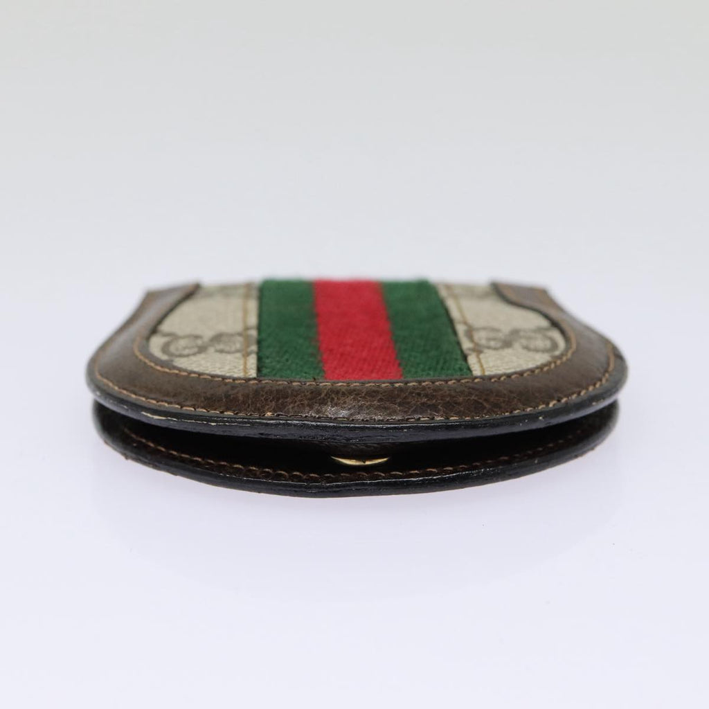 GUCCI GG Supreme Web Sherry Line Coin Purse PVC Beige Red Green ar12530