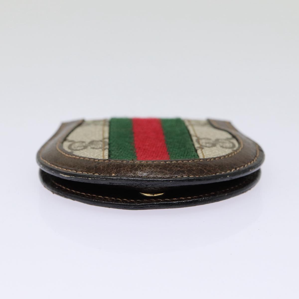 GUCCI GG Supreme Web Sherry Line Coin Purse PVC Beige Red Green ar12530