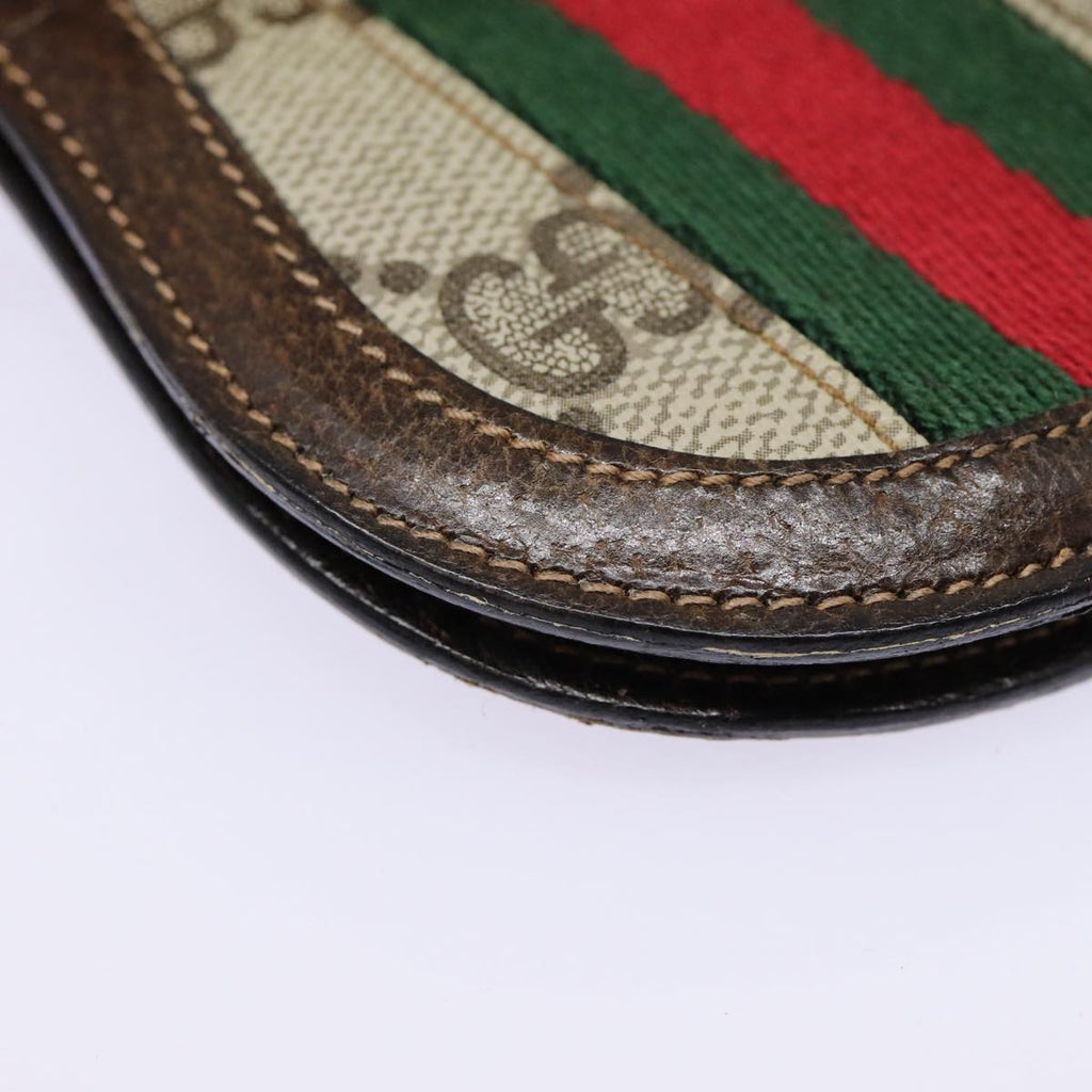 GUCCI GG Supreme Web Sherry Line Coin Purse PVC Beige Red Green ar12530