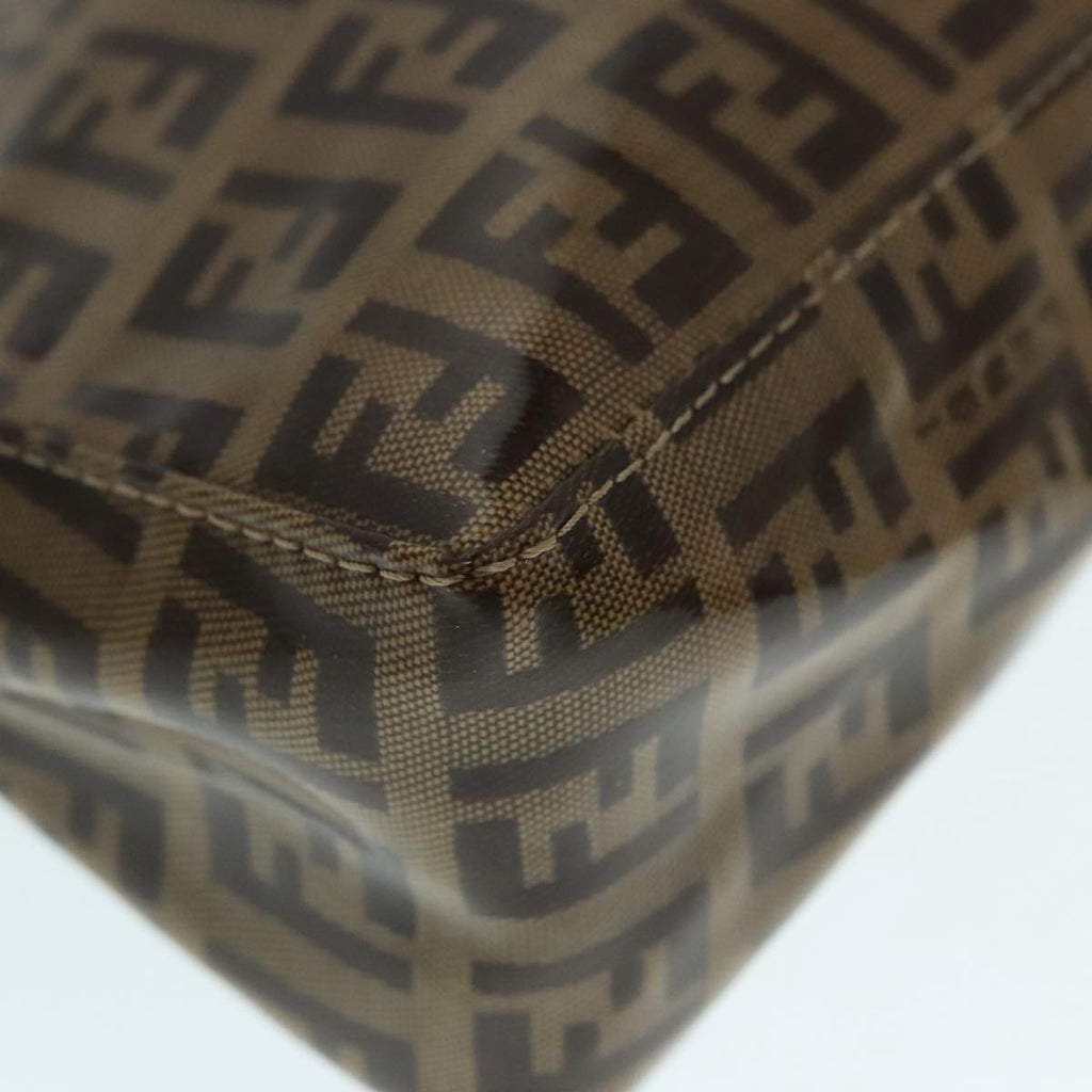 FENDI Zucchino Canvas Hand Bag Brown Gold ar12553