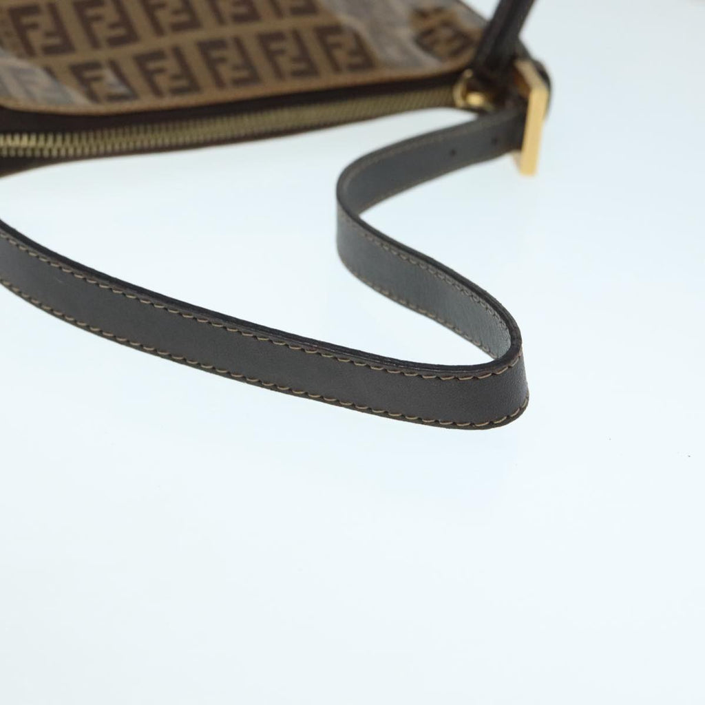 FENDI Zucchino Canvas Hand Bag Brown Gold ar12553