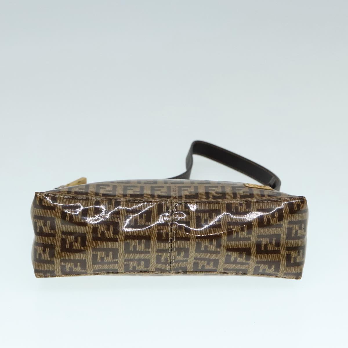 FENDI Zucchino Canvas Hand Bag Brown Gold ar12553
