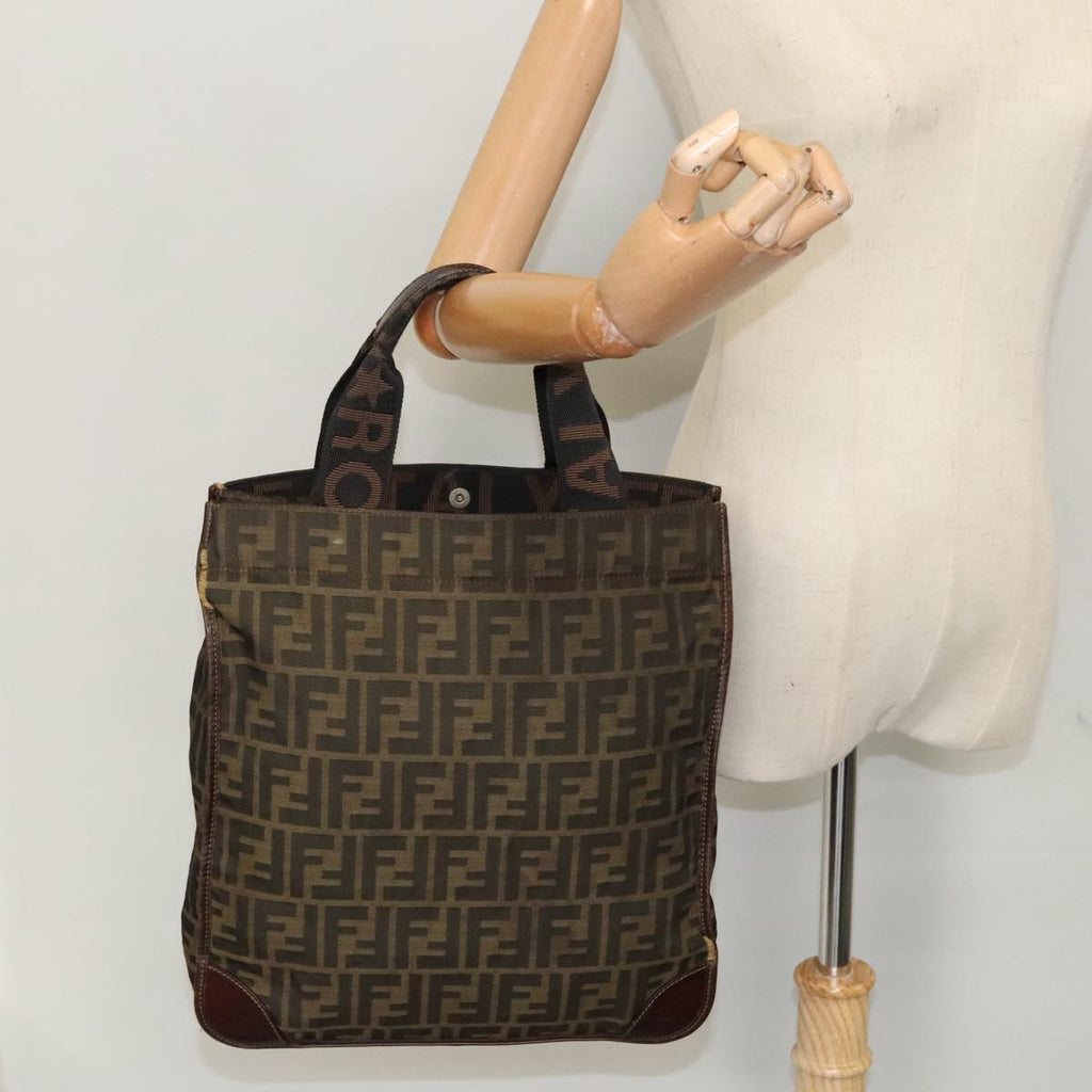 FENDI Zucca Canvas Tote Bag Brown Black ar12642