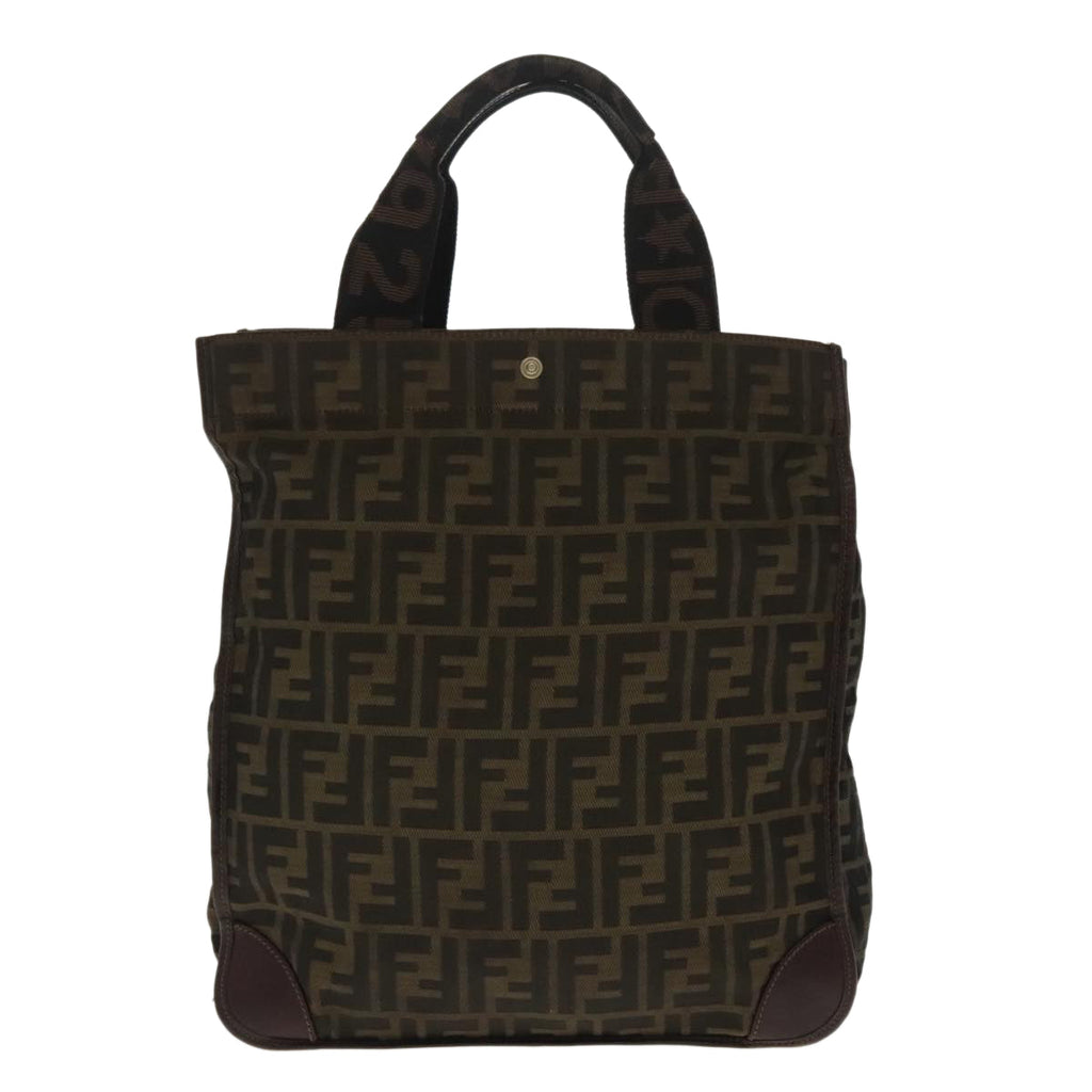 FENDI Zucca Canvas Tote Bag Brown Black ar12642
