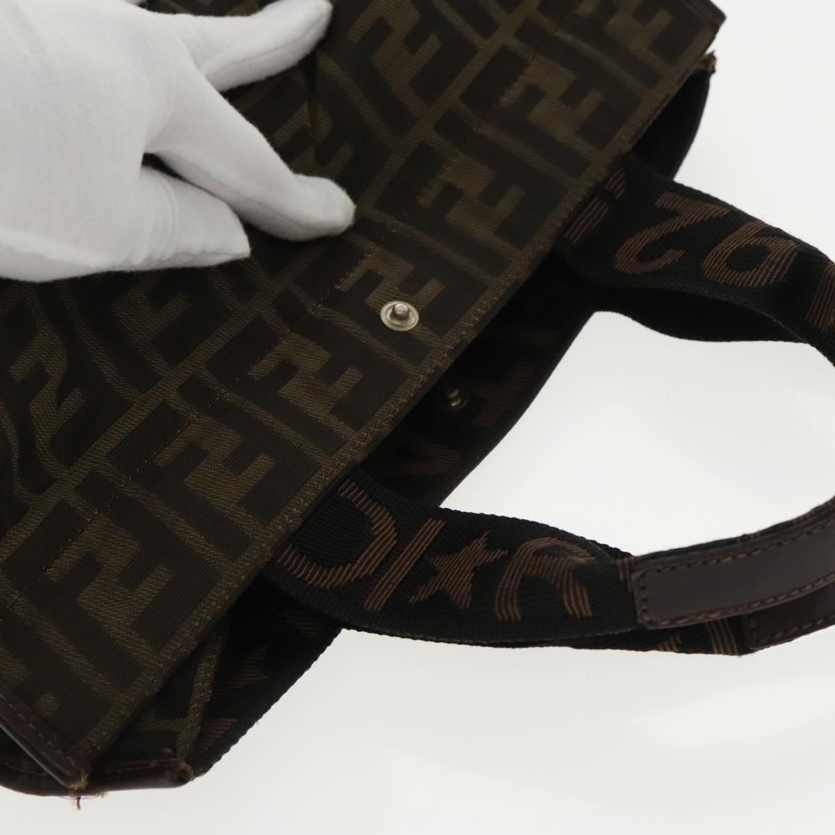 FENDI Zucca Canvas Tote Bag Brown Black ar12642