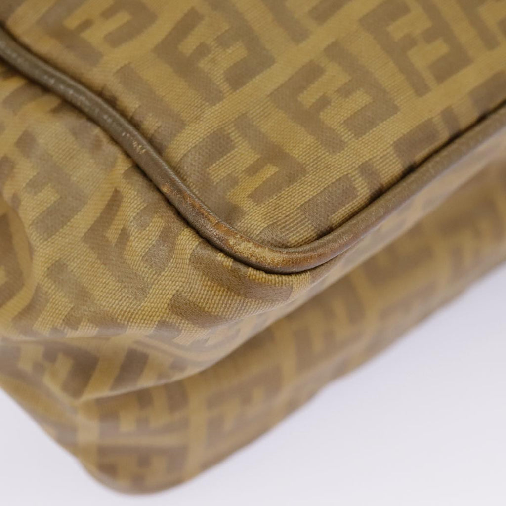 FENDI Zucchino Canvas Shoulder Bag Vintage Beige ar12721