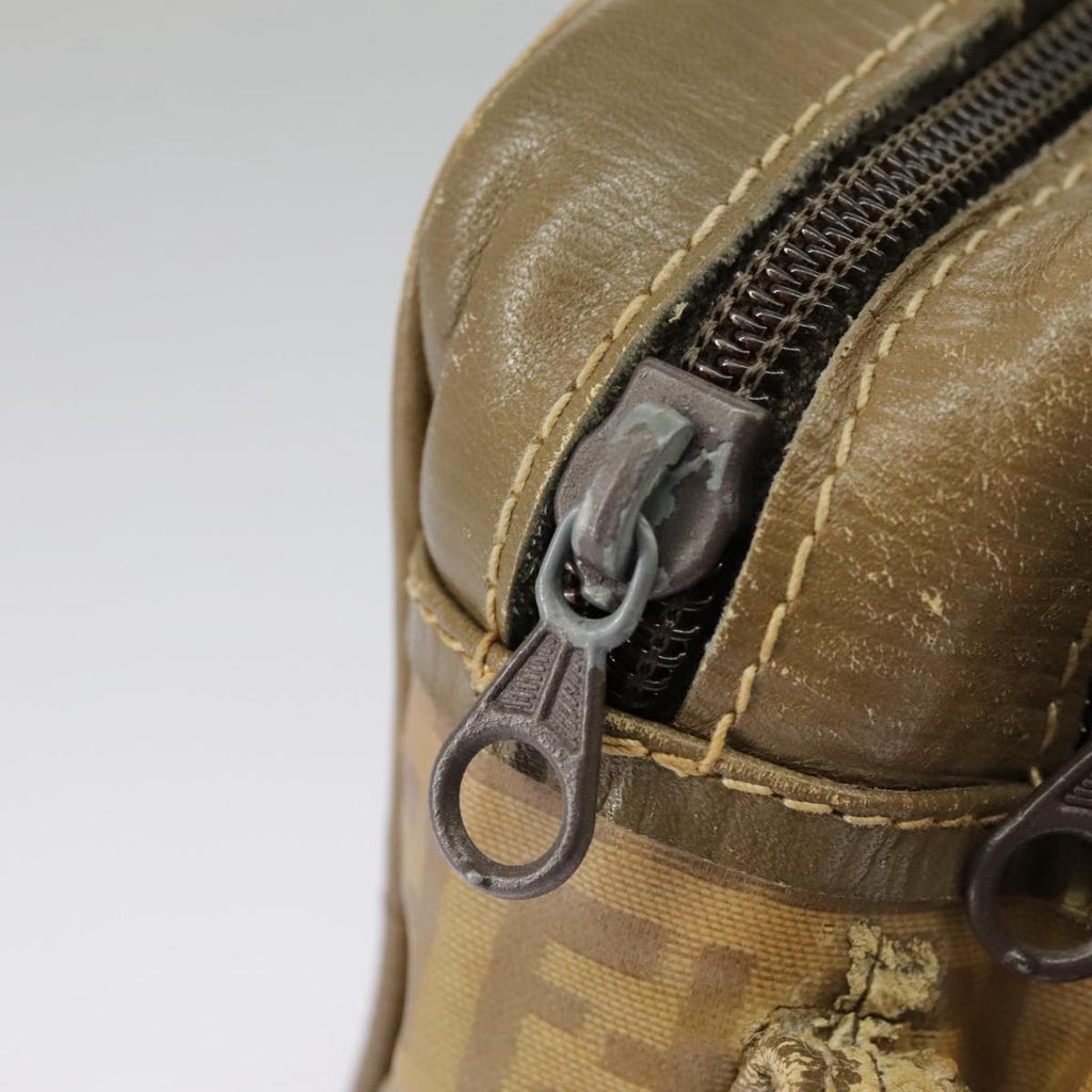 FENDI Zucchino Canvas Shoulder Bag Vintage Beige ar12721