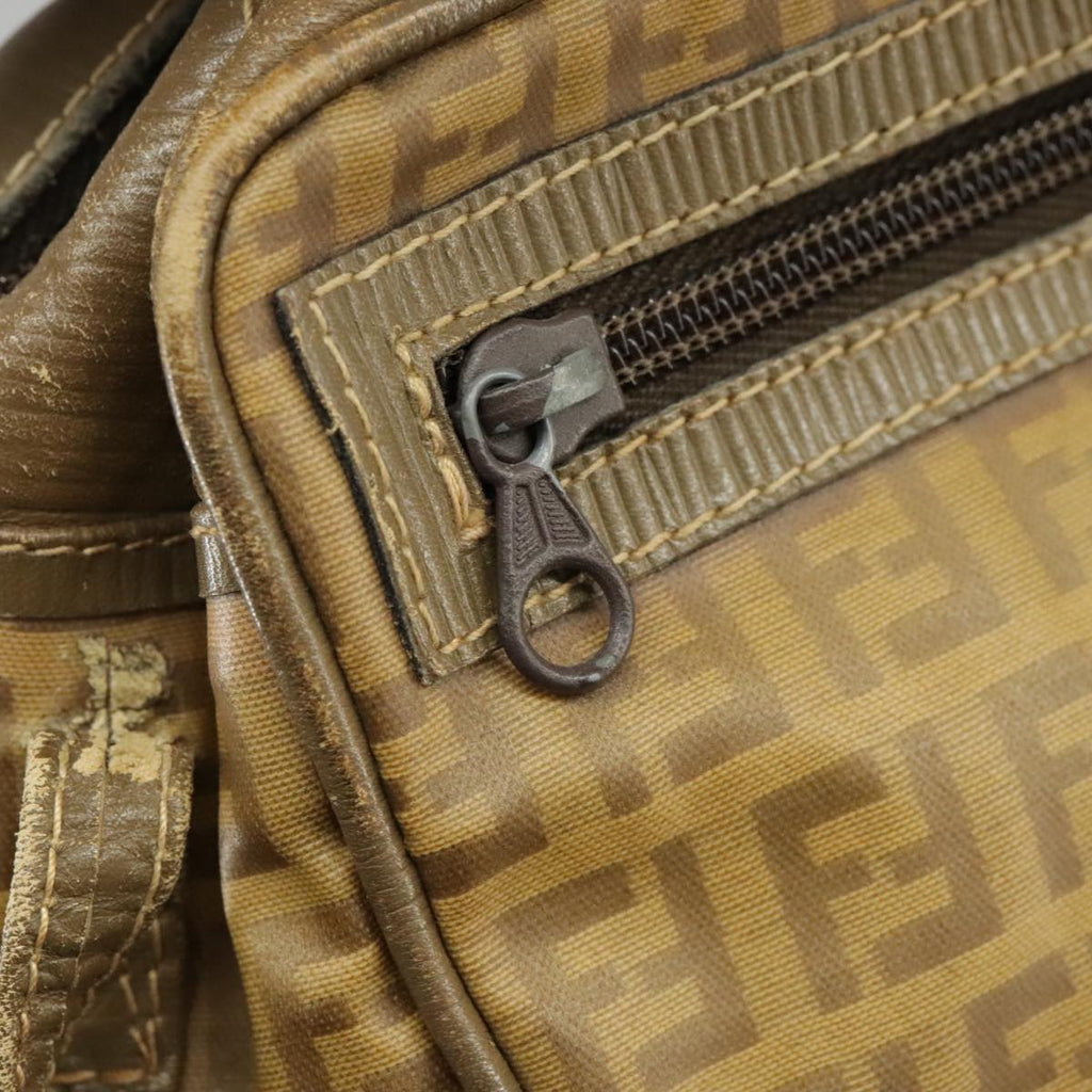 FENDI Zucchino Canvas Shoulder Bag Vintage Beige ar12721