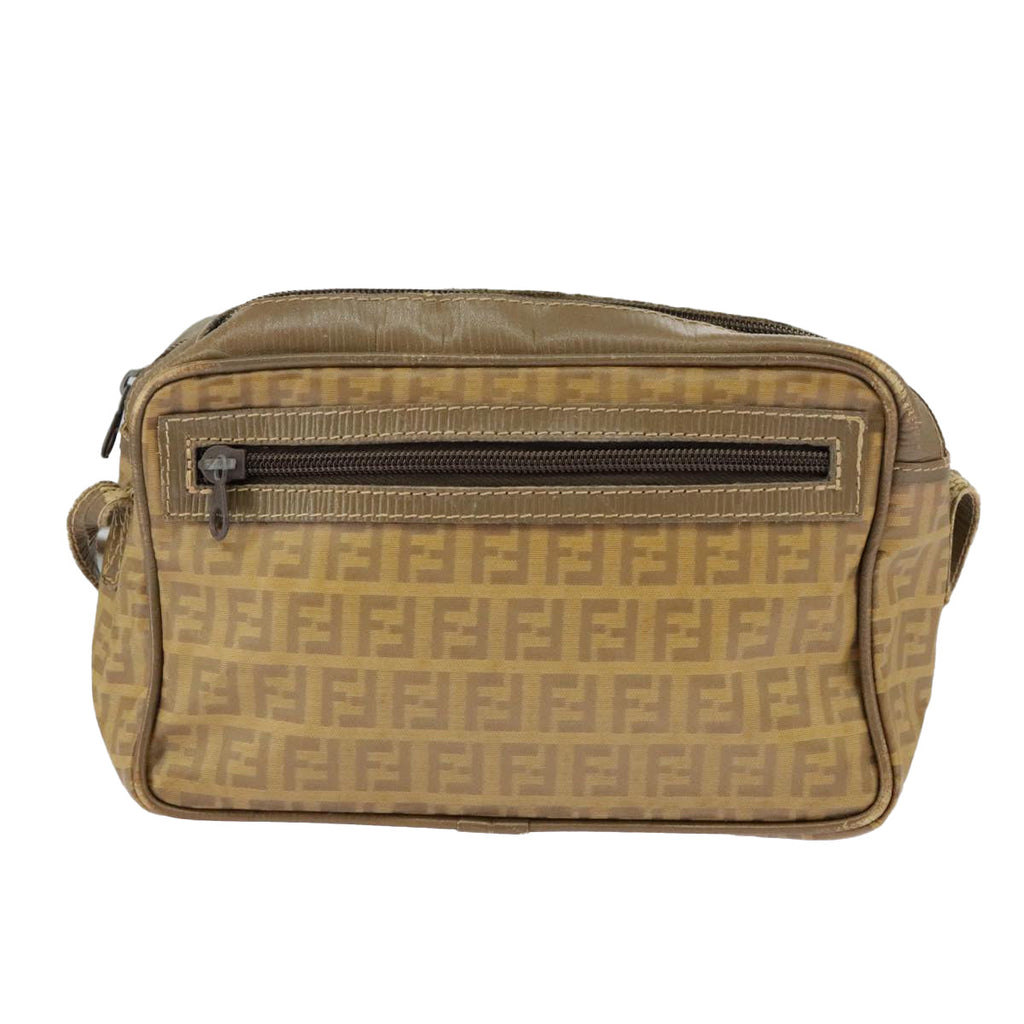 FENDI Zucchino Canvas Shoulder Bag Vintage Beige ar12721