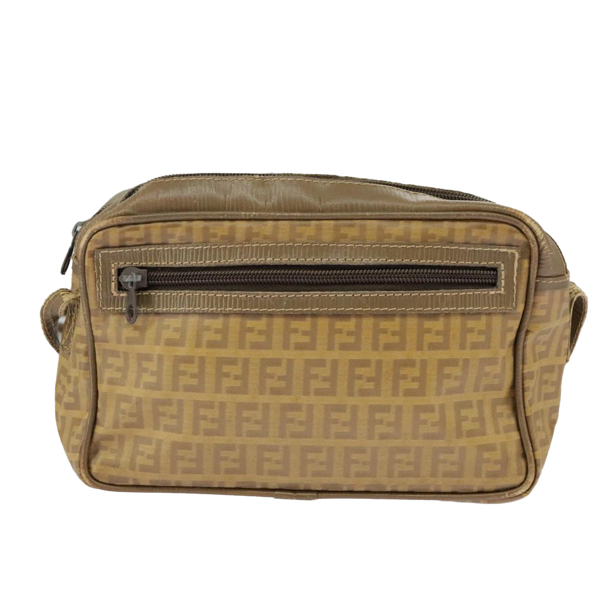FENDI Zucchino Canvas Shoulder Bag Vintage Beige ar12721